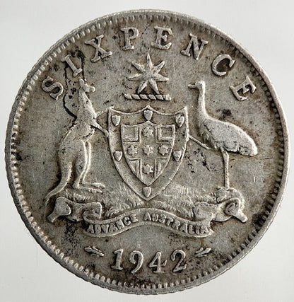 1942 Australia Sixpence Silver Coin | Fine Collectable Grade