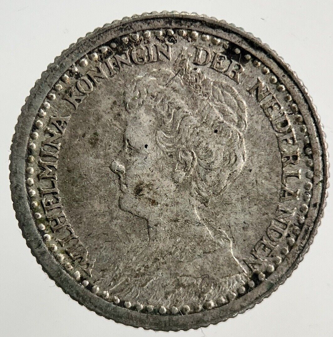 1921 Netherlands 10 Cents Silver Coin | Fine Collectable Grade