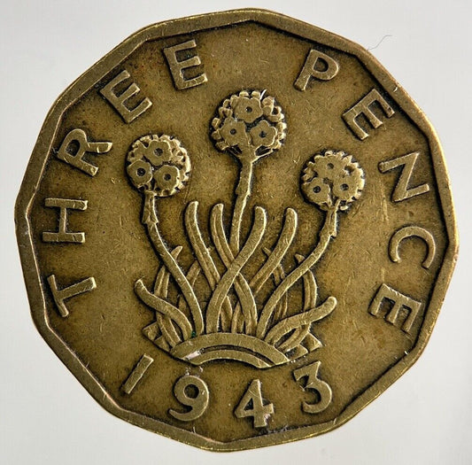 1943 George VI Brass Threepence Coin | Fine Collectable Grade