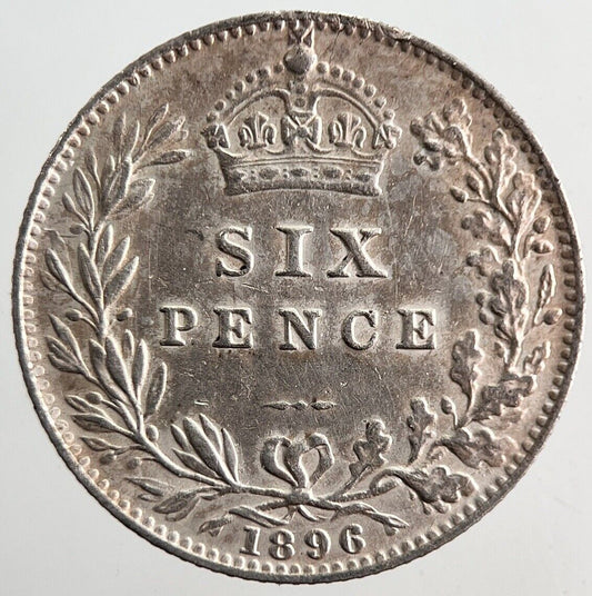 1896 Victoria Sixpence Silver Coin | Very High Grade