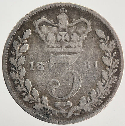 1881 Victoria Threepence Silver Coin | Fine Collectable Grade | a9951