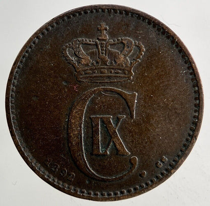1892 Denmark 2 Ore Coin | Fine Collectable Grade