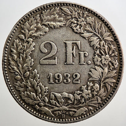 1932 - B Switzerland Swiss 2 Franc Silver Coin | Very High Grade | a3329