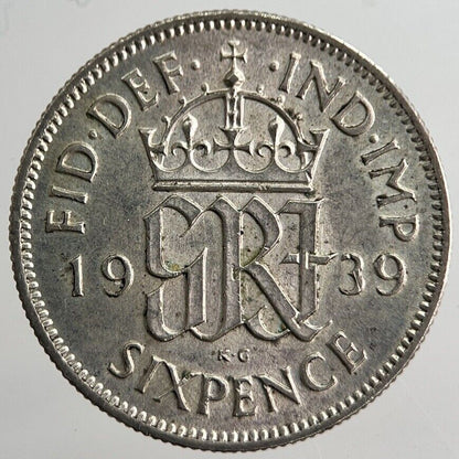 1939 George VI Sixpence Silver Coin | Very High Grade | a8261