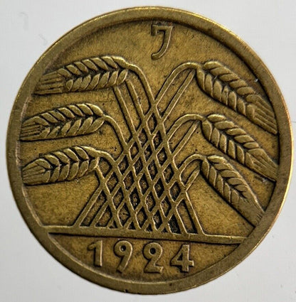 1924 - J Germany 5 Pfennig Coin | Very High Grade | a6282