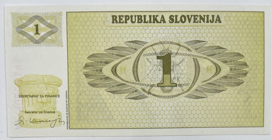 Old Vintage Slovenia 1 Tolar Banknote | Collectable Grade