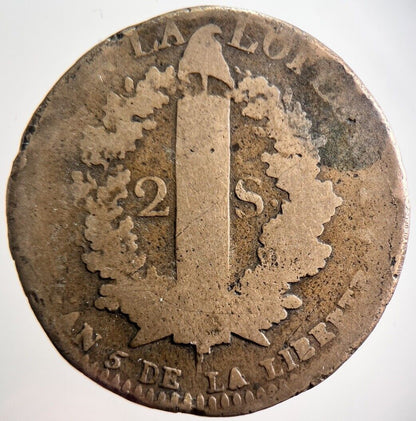 1793 Louis XVI France 2 Sols Coin | Collectable Grade | a3594