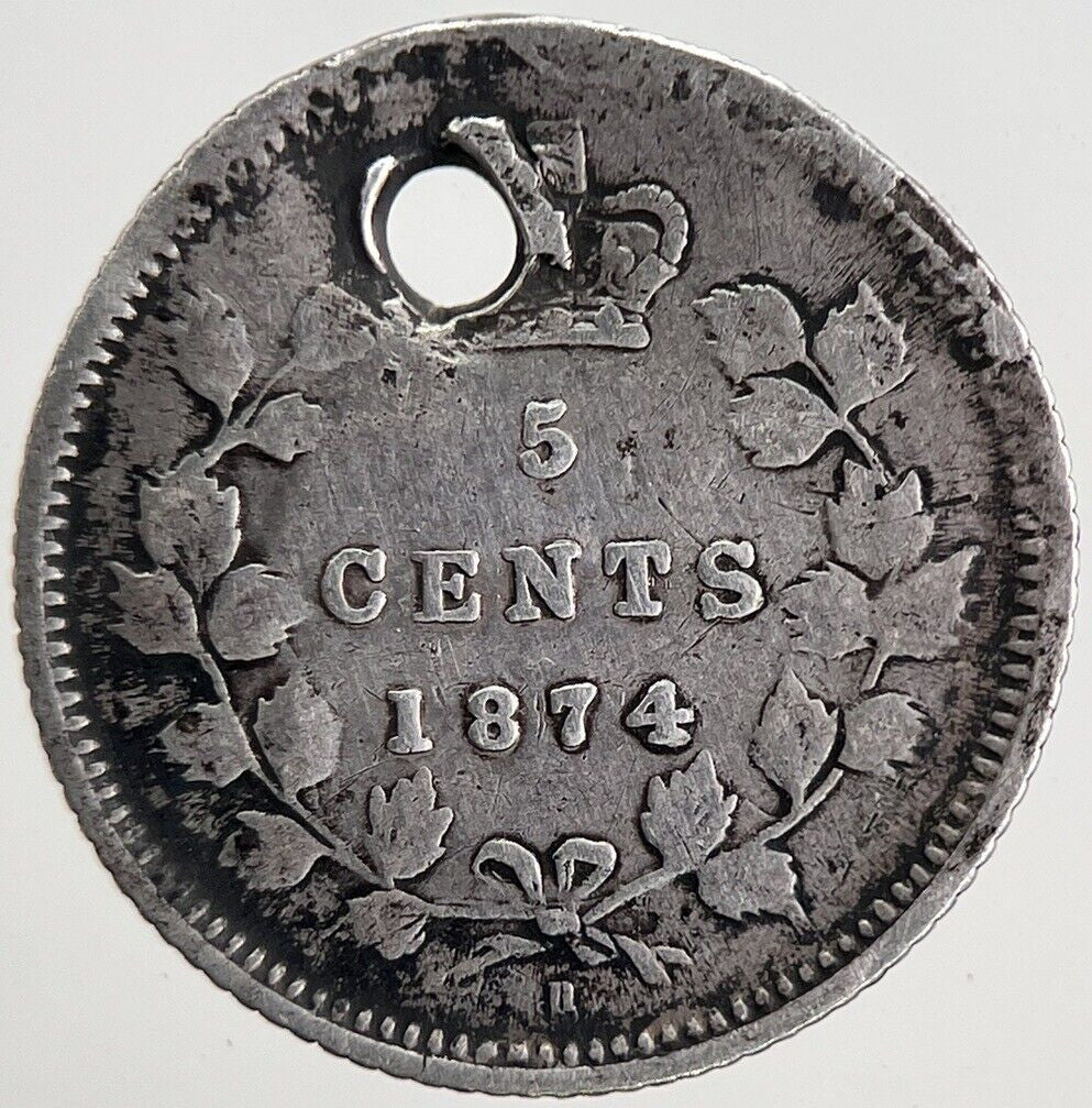 1874 - H Canada 5 Cents Silver Coin | Collectable Grade | a5529