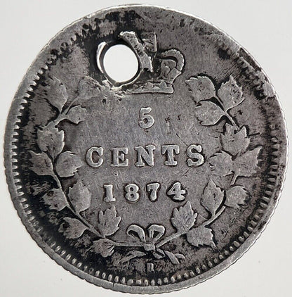 1874 - H Canada 5 Cents Silver Coin | Collectable Grade | a5529