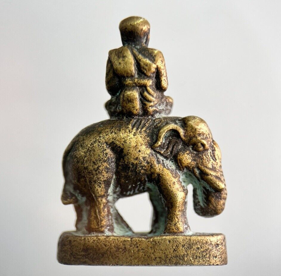 Old Thailand Brass Monk Elephant Statue Ornament | Height 3cm | a1011