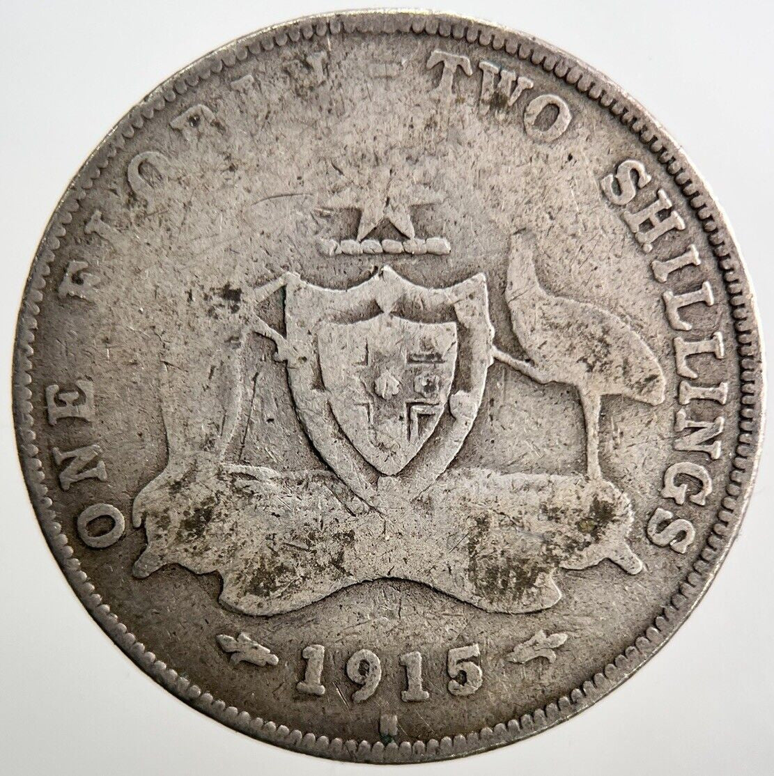 1915 - M Australia Florin Silver Coin | Collectable Grade | a3733