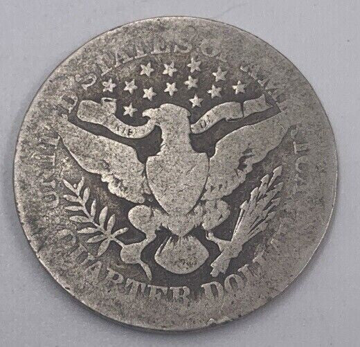 1902 US USA Barber Quarter | American Silver Coin | Fair Grade | a215