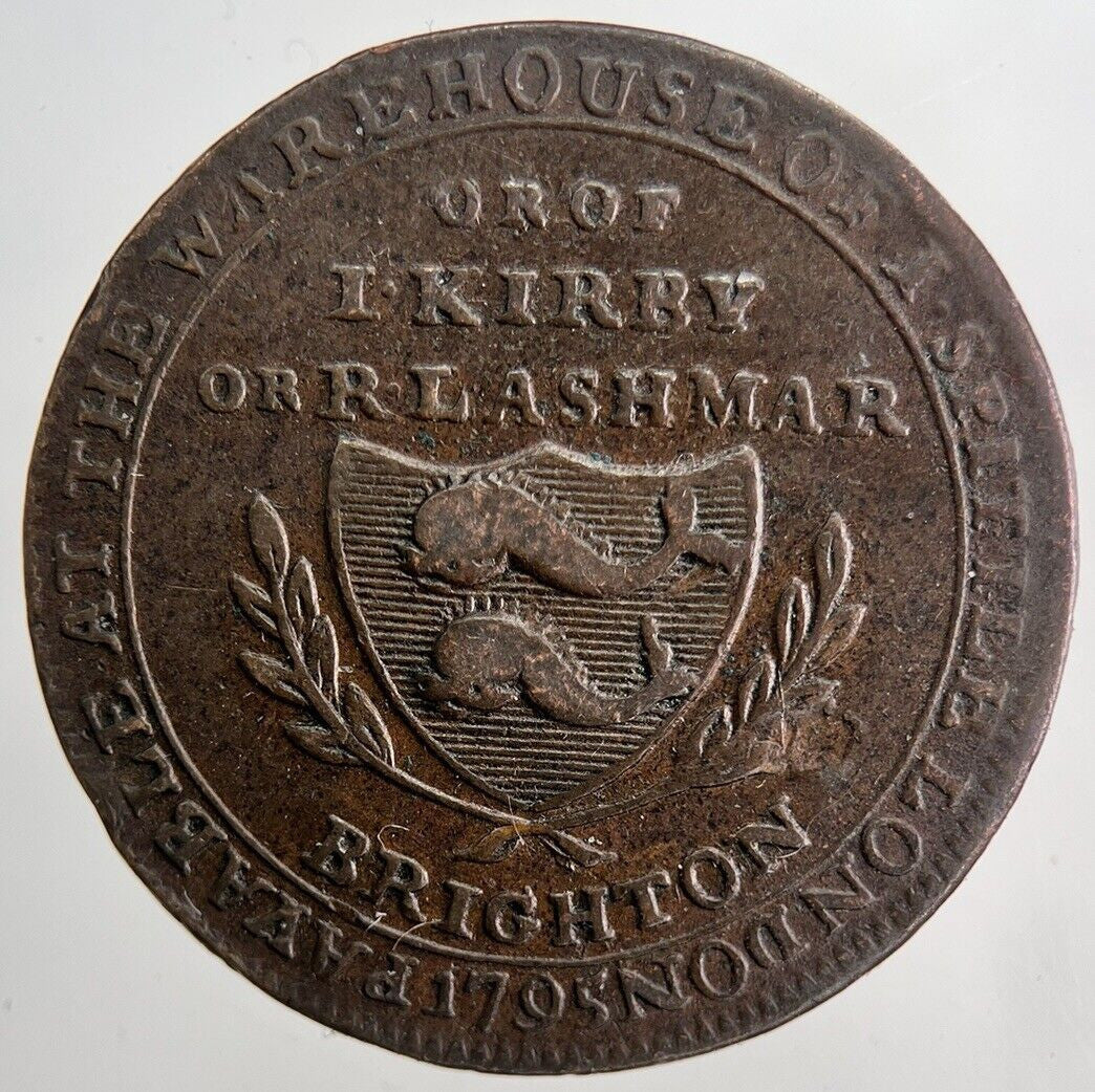 1795 London & Brighton Half-Penny Token Coin | Very High Grade | a6519
