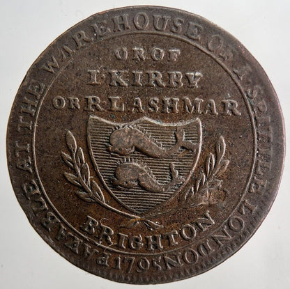 1795 London & Brighton Half-Penny Token Coin | Very High Grade | a6519