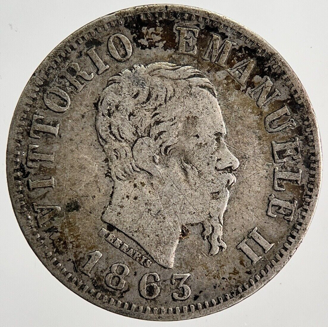 1863 Italy 50 Centesimi Silver Coin | Fine Collectable Grade | a6245