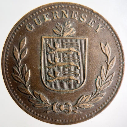 1914 Guernsey 8 Doubles Coin | Fine Collectable Grade