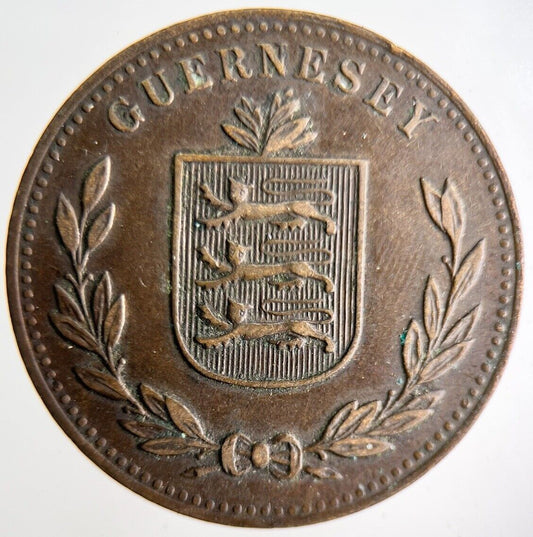 1914 Guernsey 8 Doubles Coin | Fine Collectable Grade