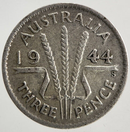 1944 - S Australia Threepence Silver Coin | Fine Collectable Grade