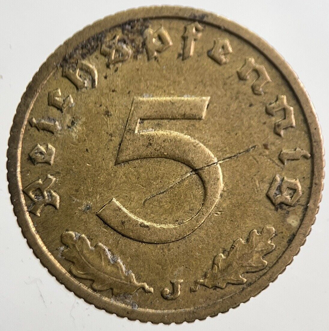 1938 - J Germany Nazi 5 Pfennig Coin | Very High Grade | a7789