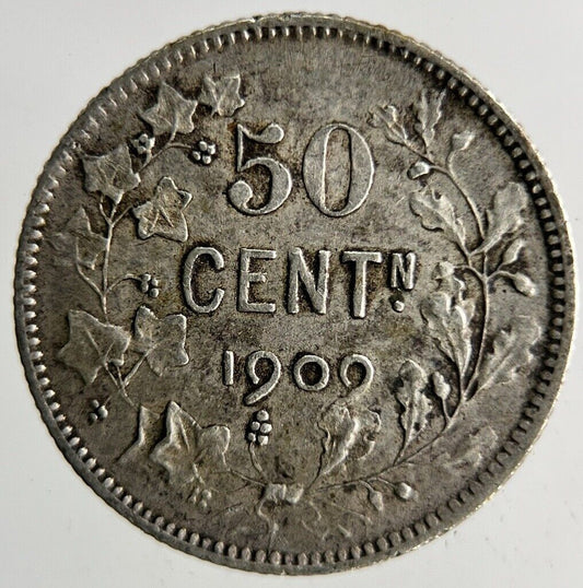 1909 Belgium 50 Centimes Silver Coin | Fine Collectable Grade