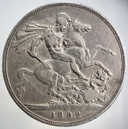 1892 Jubilee Head Victoria Crown Silver Coin | Fine Collectable Grade | a3466