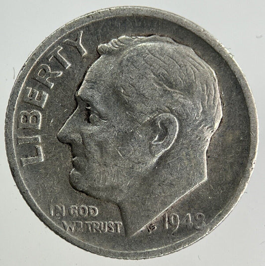 1948 - S US USA Roosevelt Dime Silver Coin | Fine Collectable Grade