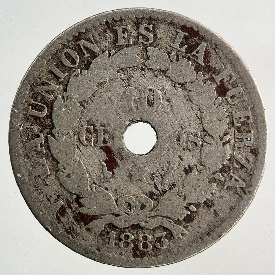 1883 Bolivia 10 Centavos Coin | Fair Grade