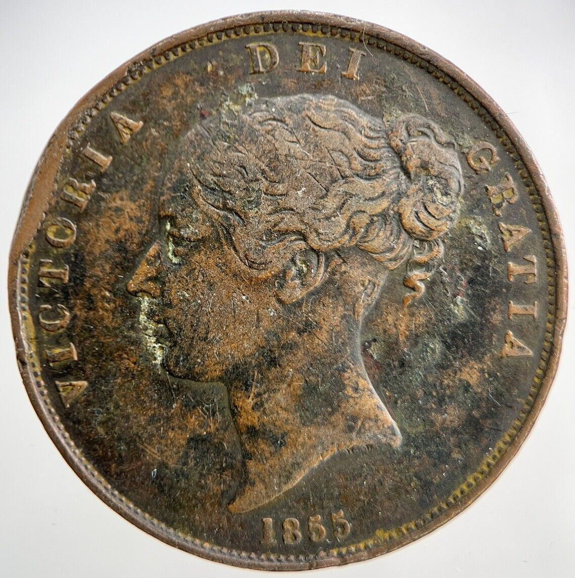 1855 Penny | British Copper Coin | Queen Victoria | Collectable Grade | a702