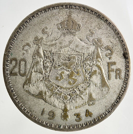 1934 Belgium 20 Franc Silver Coin | Collectable Grade