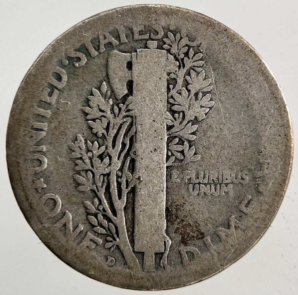 1918 - D US USA Mercury One Dime Silver Coin | Collectable Grade
