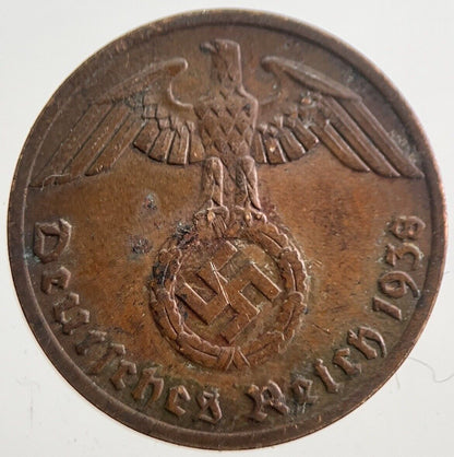 1938 - A Germany Nazi 1 Pfennig Coin | Very High Grade | a7787