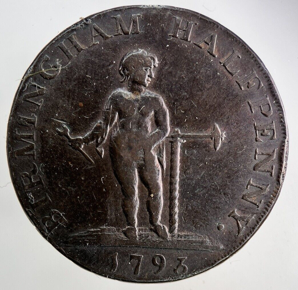 1793 Birmingham Half - Penny Coin | Fine Collectable Grade