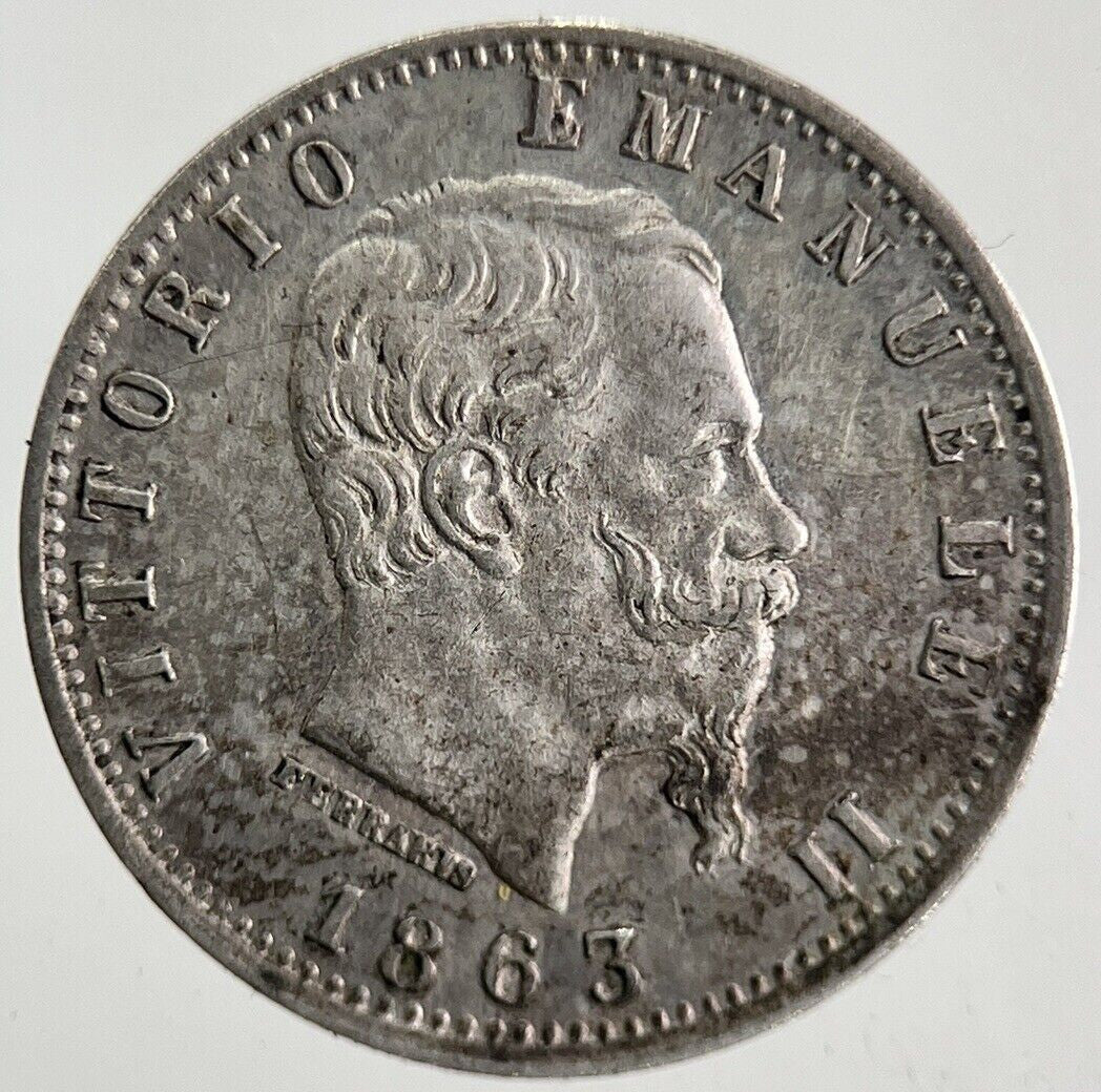1863 Italy 20 Centesimi Silver Coin | Very High Grade