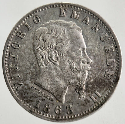 1863 Italy 20 Centesimi Silver Coin | Very High Grade