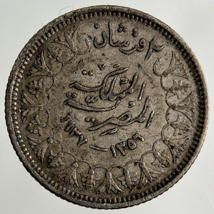 Egypt 2 Piastres Silver Coin | Fine Collectable Grade