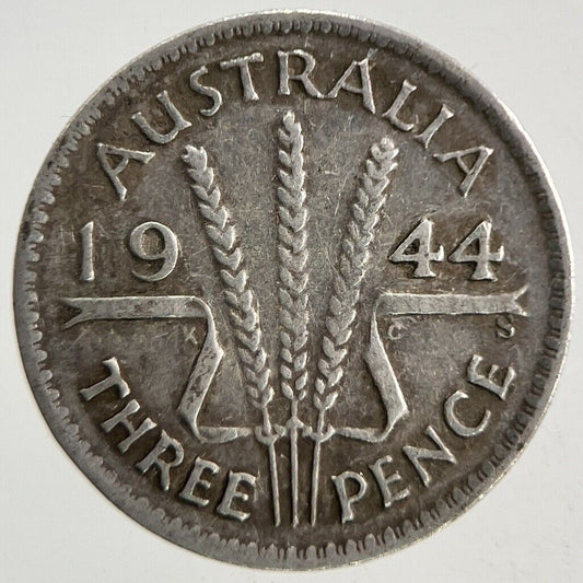 1944 - S Australia Threepence Silver Coin | Fine Collectable Grade
