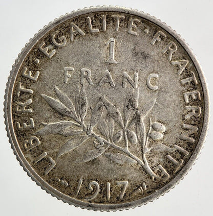 1917 France 1 Franc Silver Coin | Fine Collectable Grade