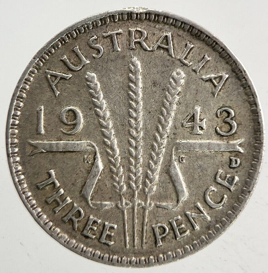 1943 - D Australia Threepence Silver Coin | Fine Collectable Grade