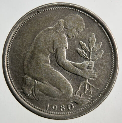 1980 Germany 50 Pfennig Coin | Fine Collectable Grade