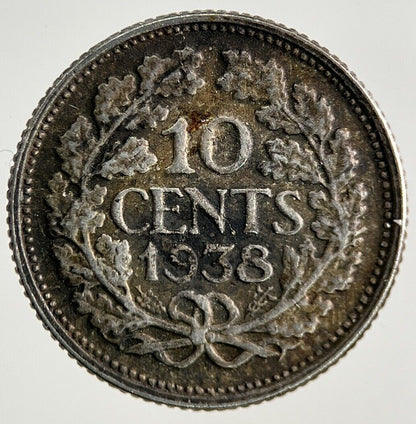 1938 Netherlands 10 Cents Silver Coin | Fine Collectable Grade