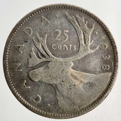 1938 Canada 25 Cents Silver Coin | Fine Collectable Grade