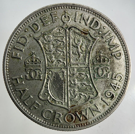 1945 George VI Half - Crown Silver Coin | Fine Collectable Grade