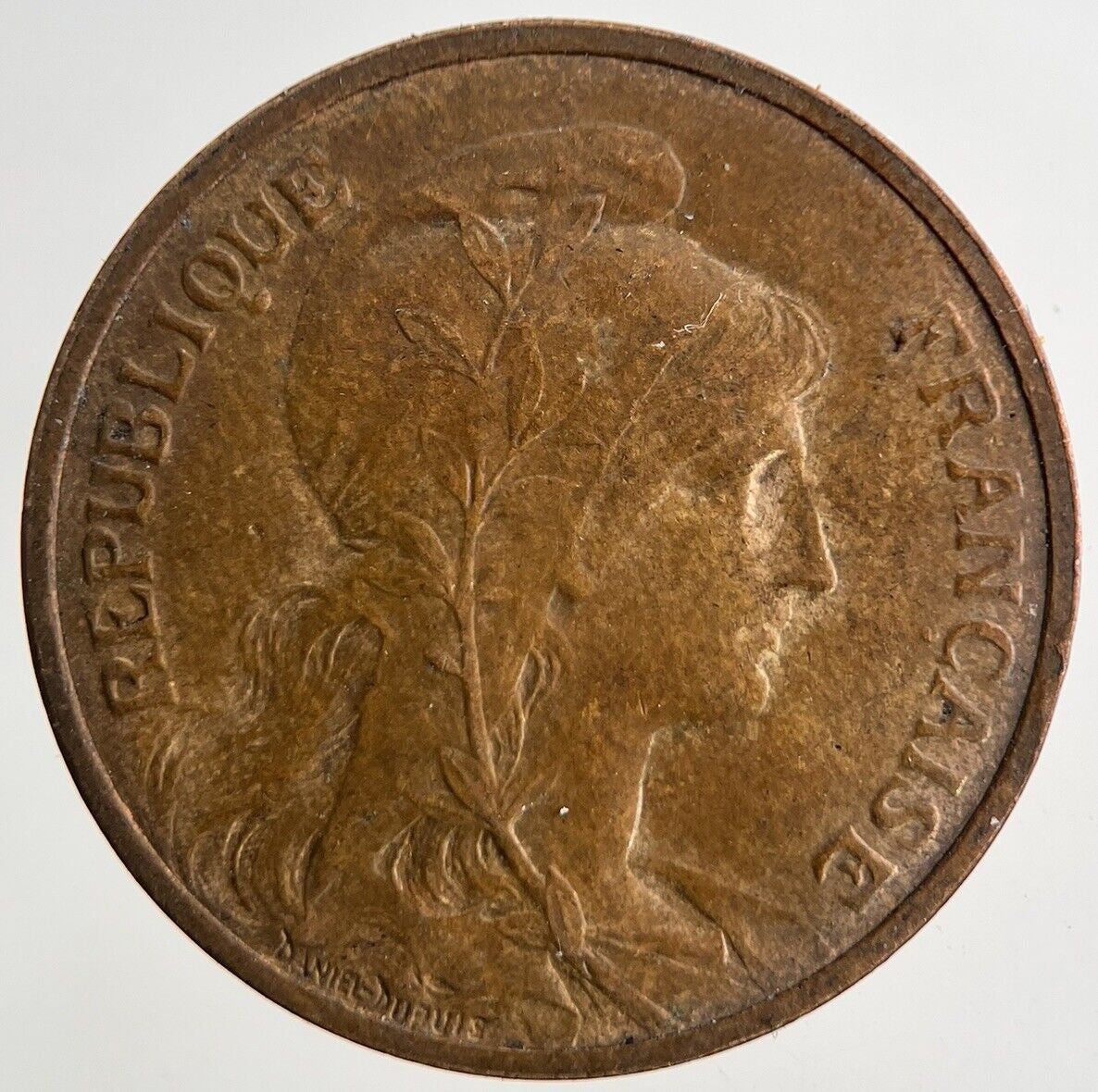 1908 France 5 Cinq Centimes Coin | Fine Collectable Grade