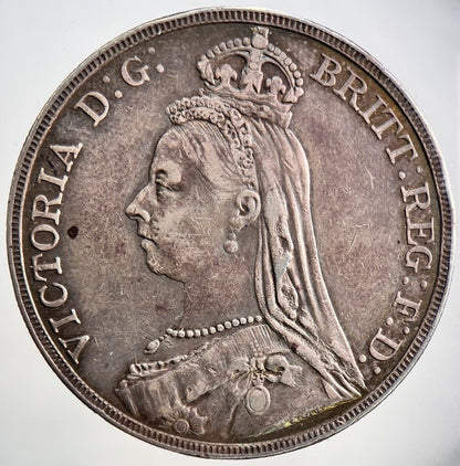 1891 Jubilee Head Victoria Crown Silver Coin | Fine Collectable Grade | a3467