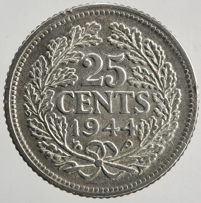 1944 Netherlands 25 Cents Silver Coin | Fine Collectable Grade