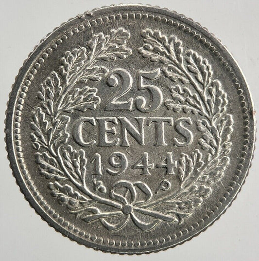 1944 Netherlands 25 Cents Silver Coin | Fine Collectable Grade