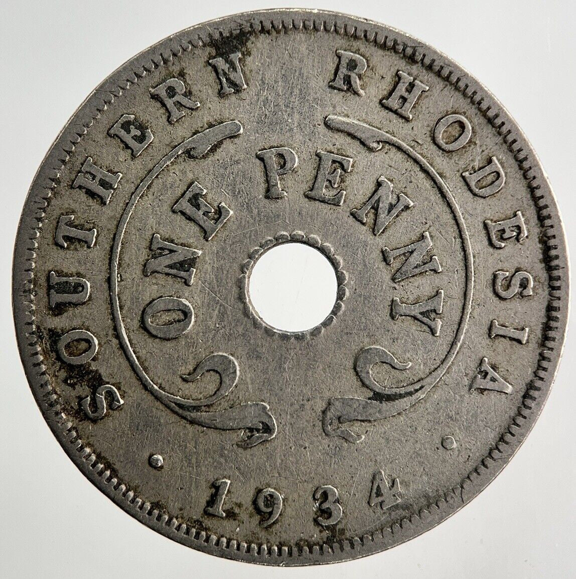 1934 Africa Rhosdesia One Penny Coin | Fine Collectable Grade