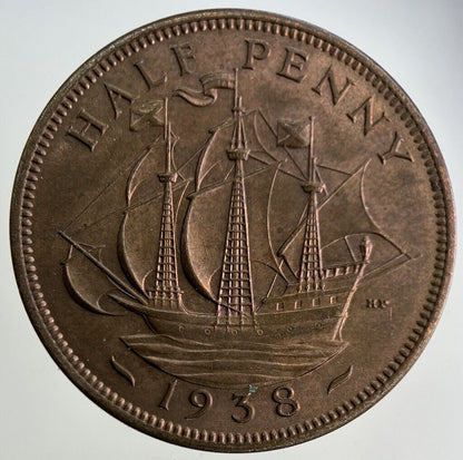 1938 George VI Half-Penny Coin | Very Fine Grade