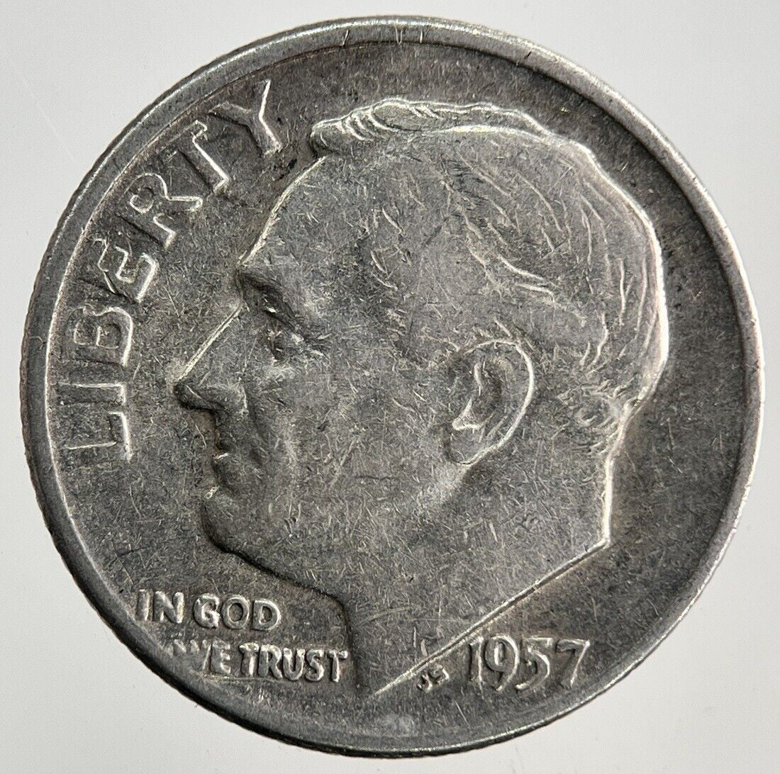 1957 - D US USA Roosevelt One Dime Silver Coin | Collectable Grade