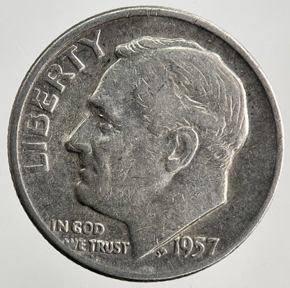 1957 - D US USA Roosevelt One Dime Silver Coin | Collectable Grade